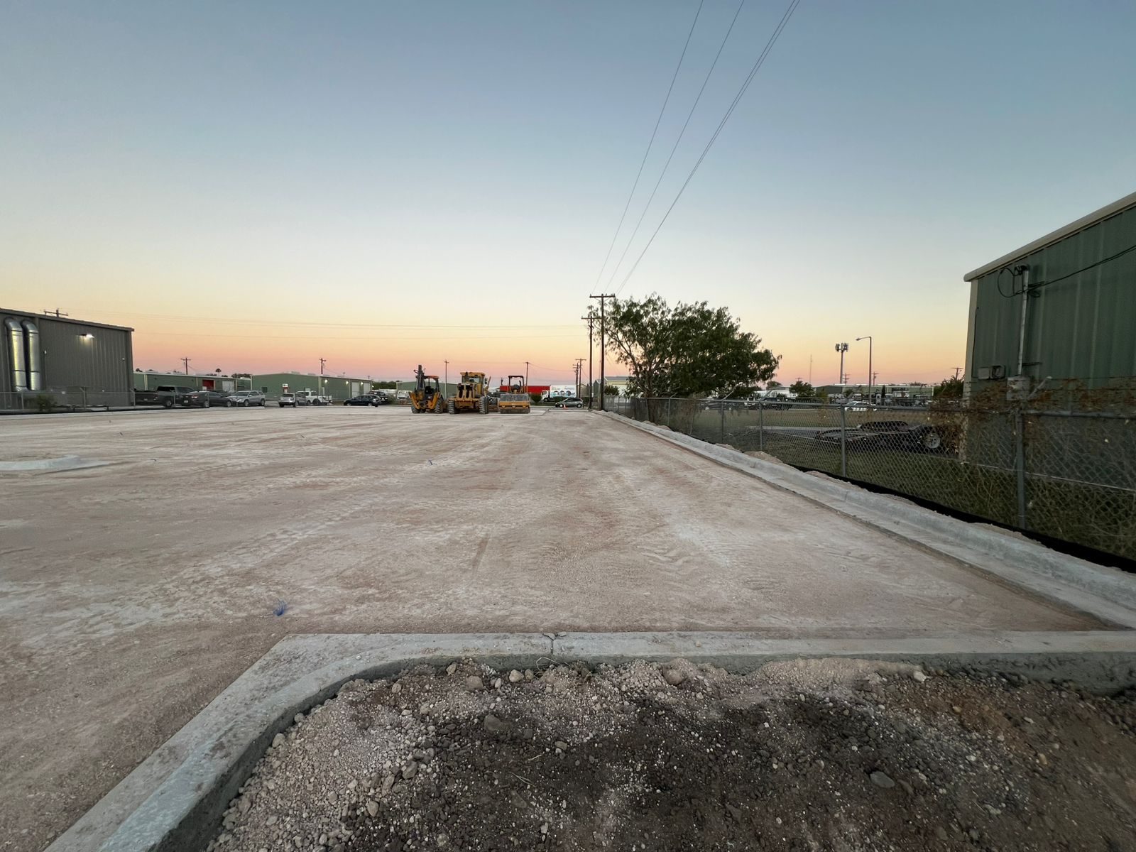 Completed site at sunset