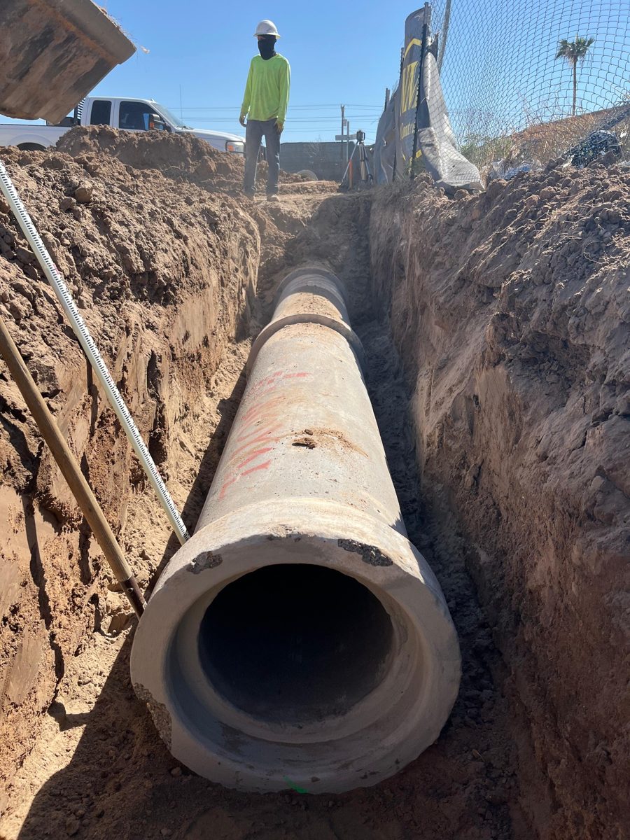 Large storm pipe installation